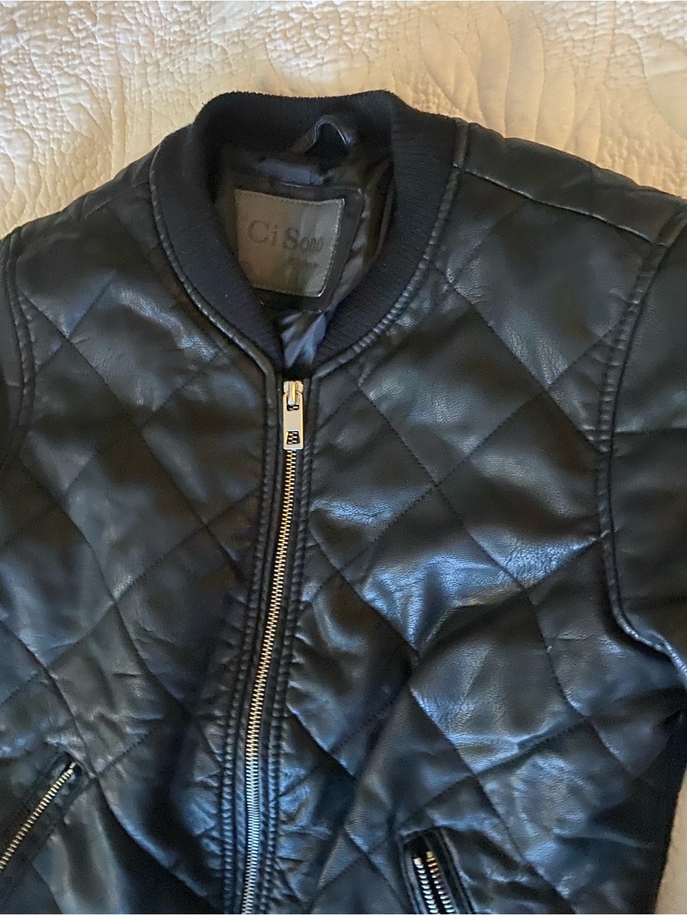 Ci Sono Genuine Leather Quilted Moto Bomber Jacket Black Luxury Size S
Gorgeous - Picture 2 of 5